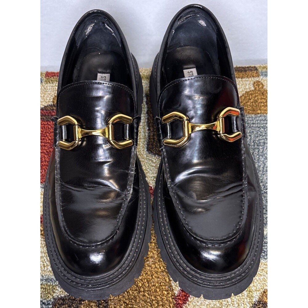 Steve Madden ZYLO Men’s Loafer Sz 12 Black  Lug Sole Gold Accent